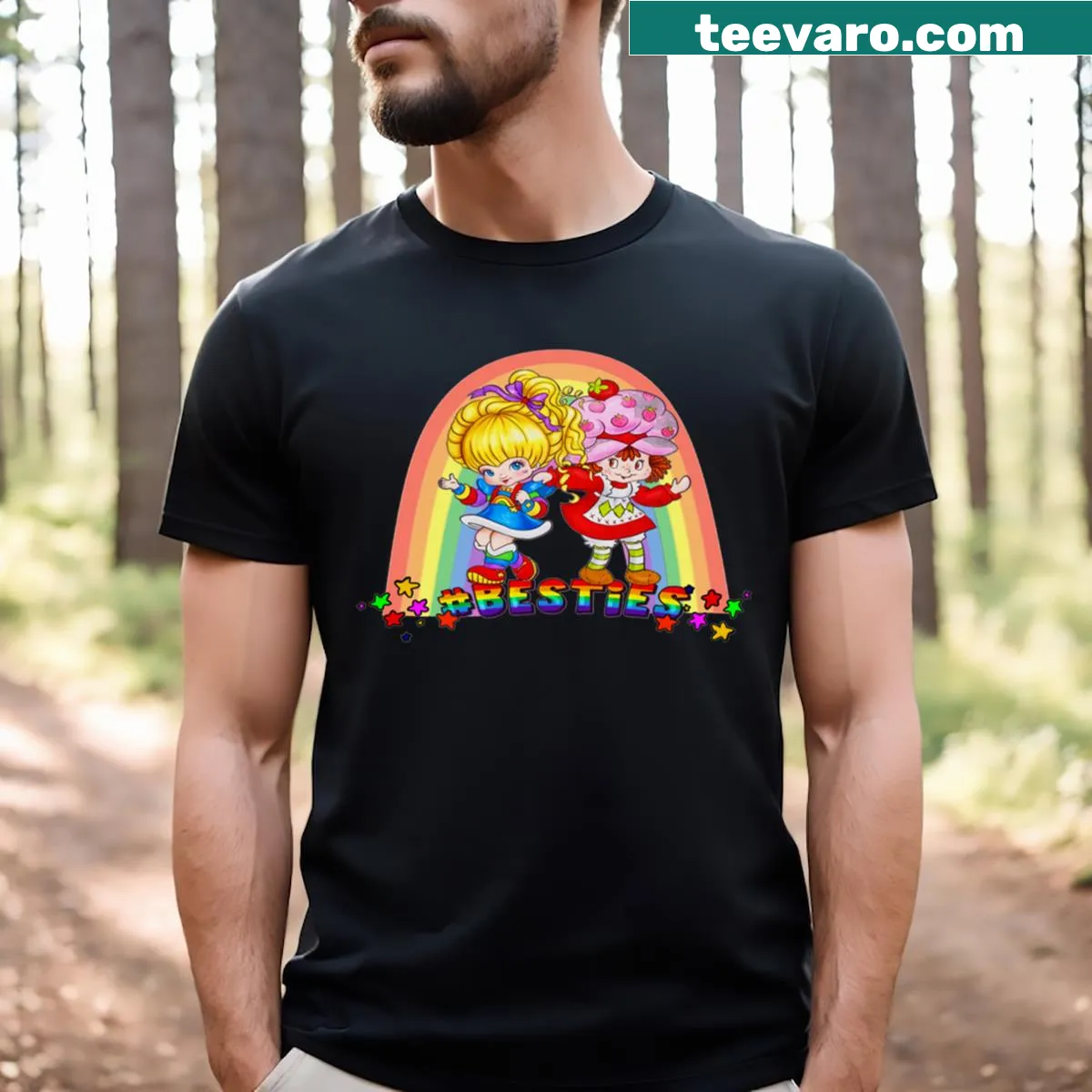 Funny birthday T-shirt with a dancing rainbow graphic — on a men's t-shirt