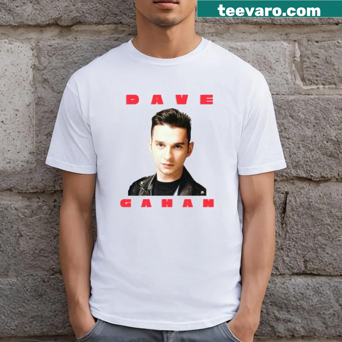 Iconic graphic of Dave Gahan on a music fan tee — on a men's t-shirt