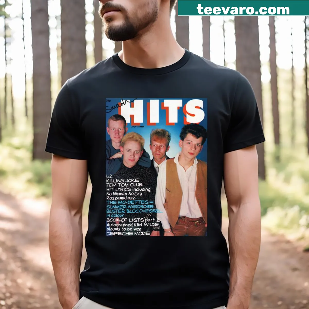 Retro typography Dm Smash Hits July 81 t-shirt — on a men's t-shirt