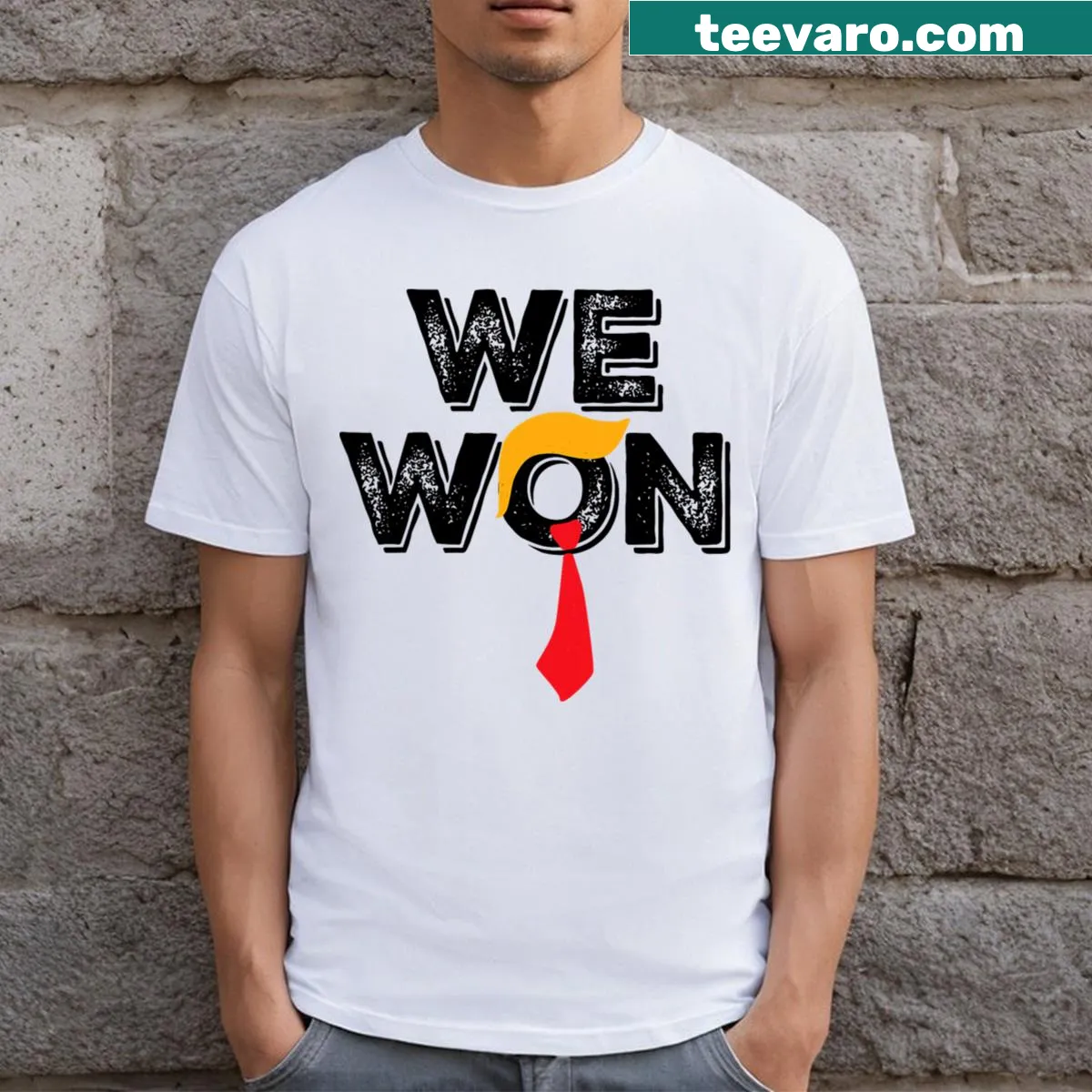 Graphic tee with bold text about political resilience for 2024 — on a men's t-shirt