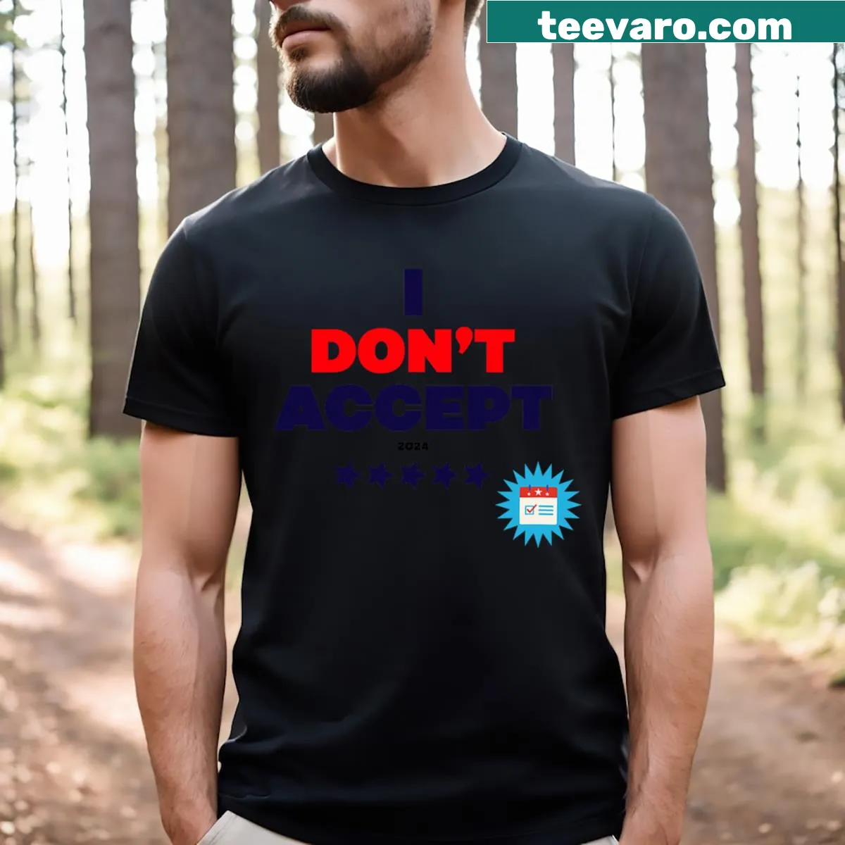 Bold T-shirt with a political statement regarding Kamala Harris — on a men's t-shirt