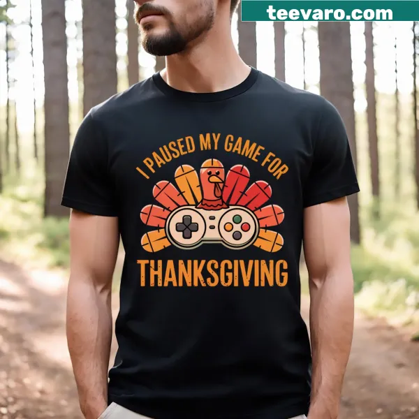 Funny Thanksgiving t-shirt with game controller and turkey design