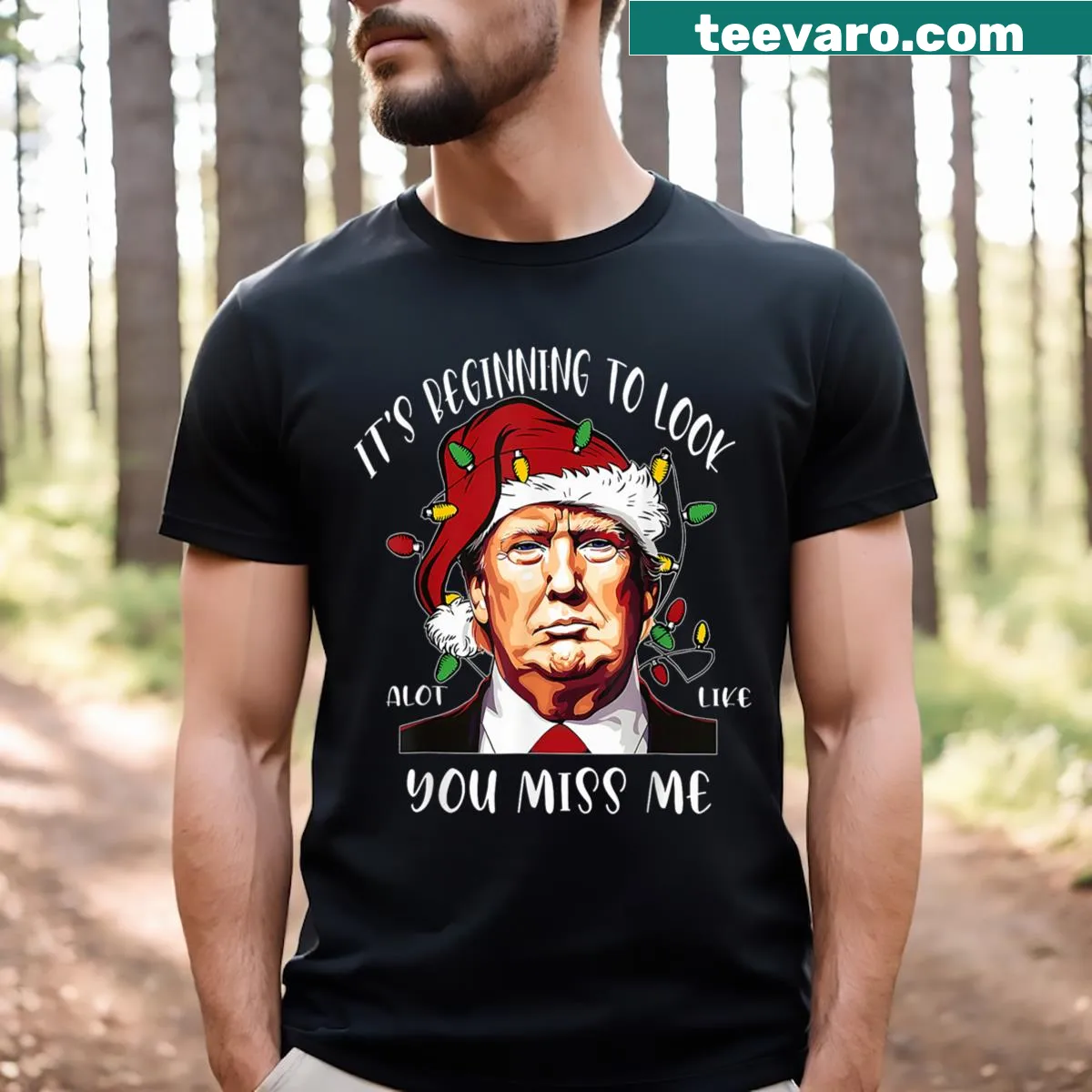 Sarcastic Christmas T-shirt with text about missing someone — on a men's t-shirt
