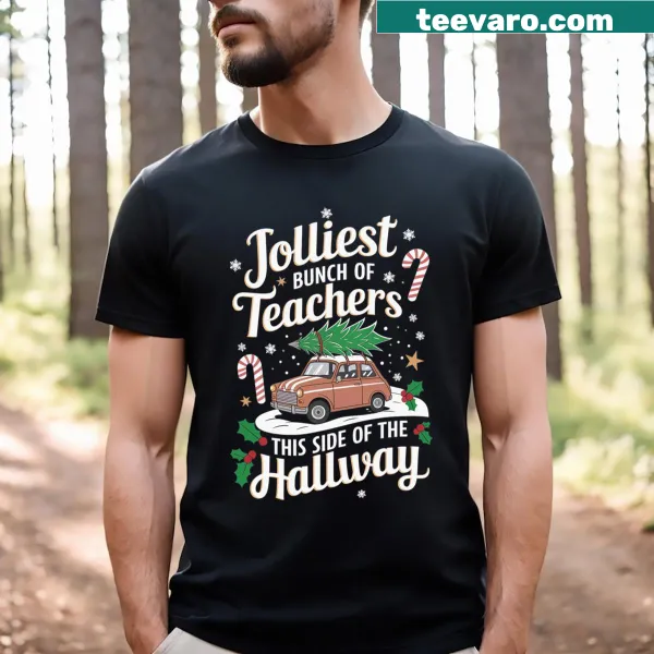 Jolliest Bunch Of Teachers T-shirt with festive text
