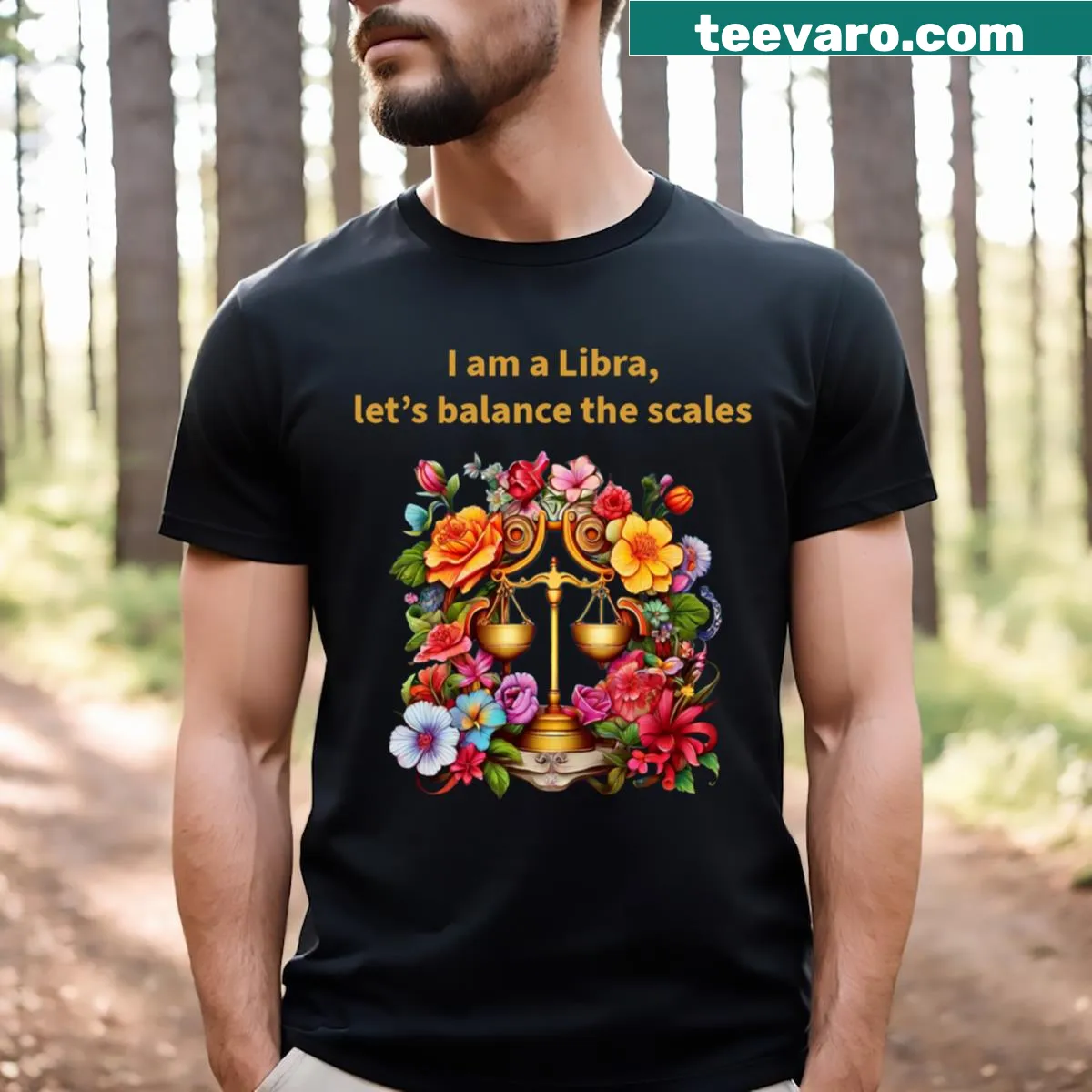 Libra Zodiac sign t-shirt featuring the Libra symbol — on a men's t-shirt