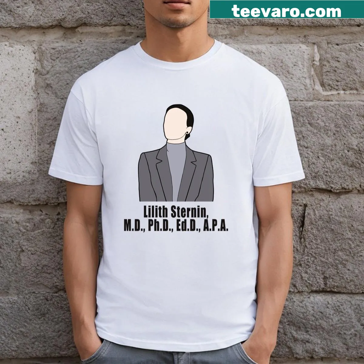 T-shirt featuring a minimalist design inspired by Lilith — on a men's t-shirt