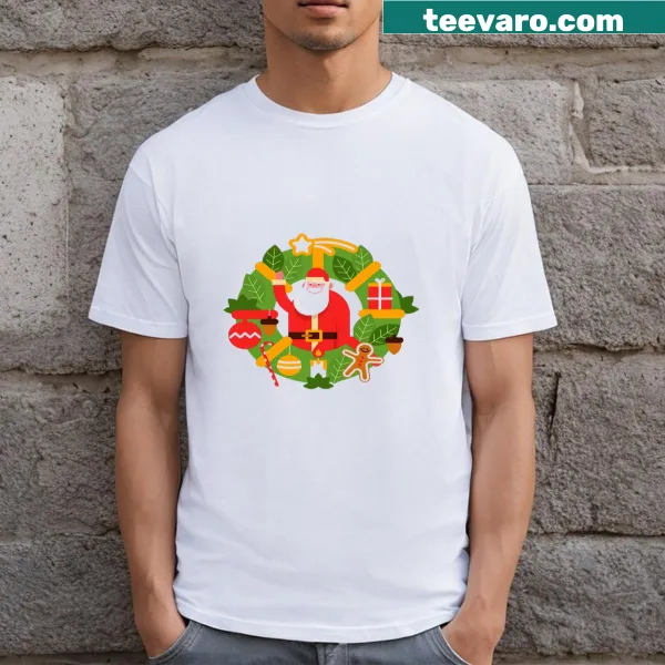 Cheerful T-shirt featuring Santa Claus illustration