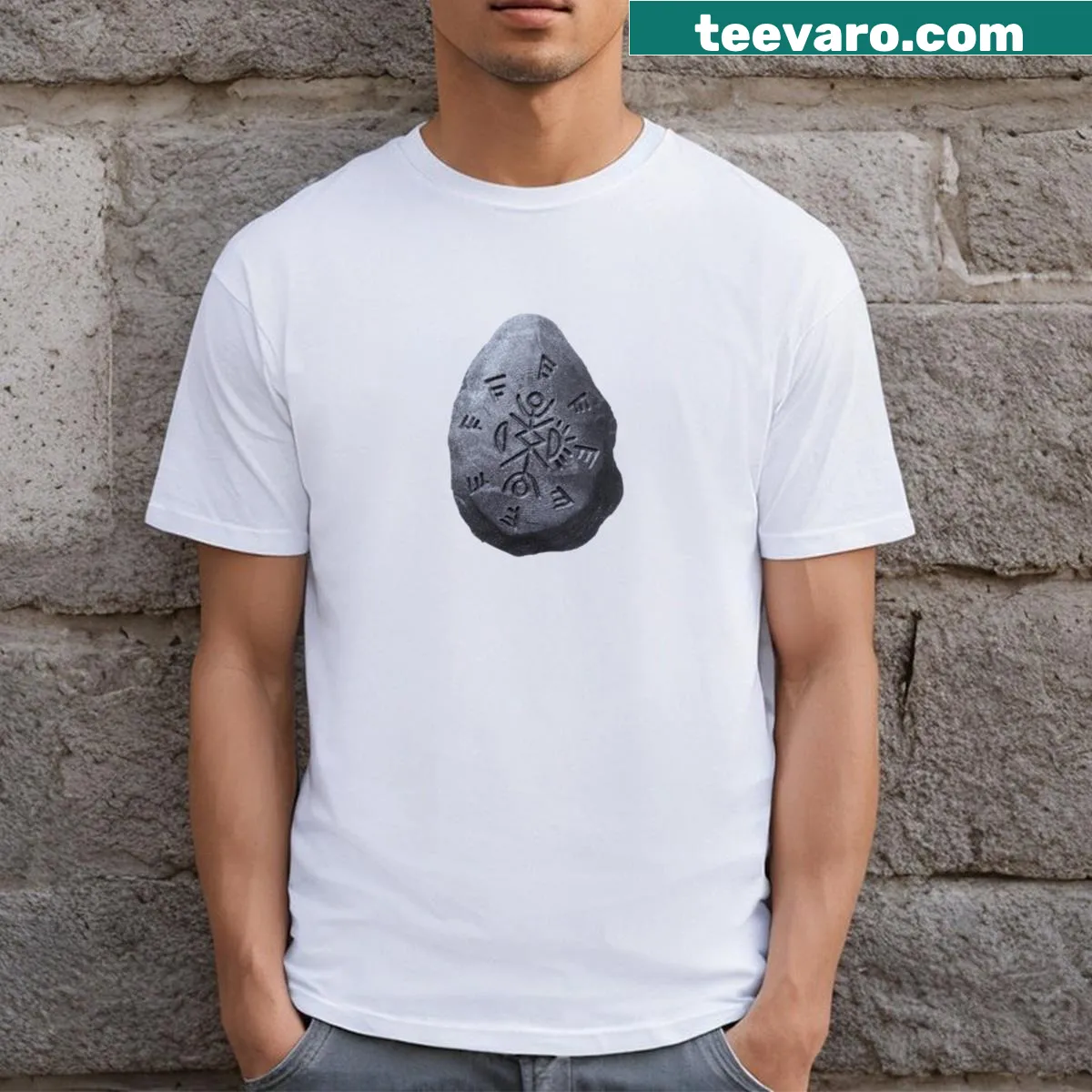 Illustration of a talisman stone inspired by a TV series on a T-shirt — on a men's t-shirt