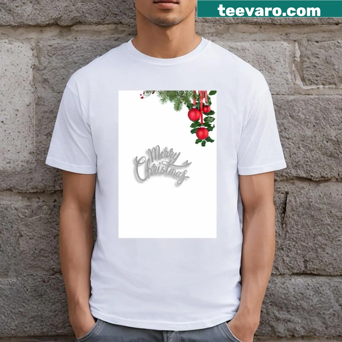 Heartwarming seasonal t-shirt with inviting design — on a men's t-shirt