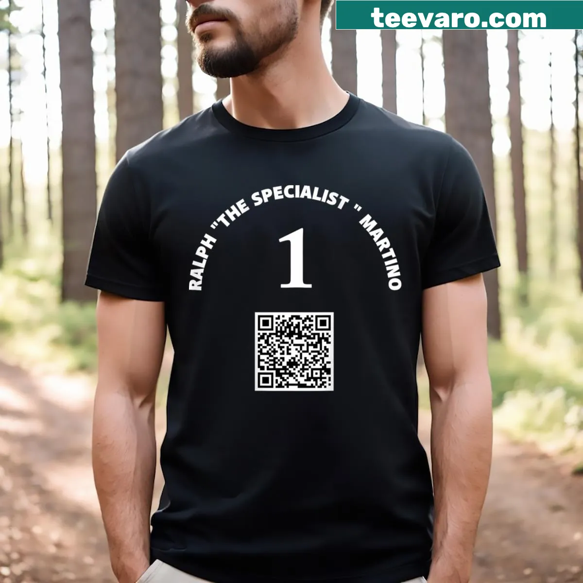 Bold typography of 'The Specialist' on a T-shirt — on a men's t-shirt