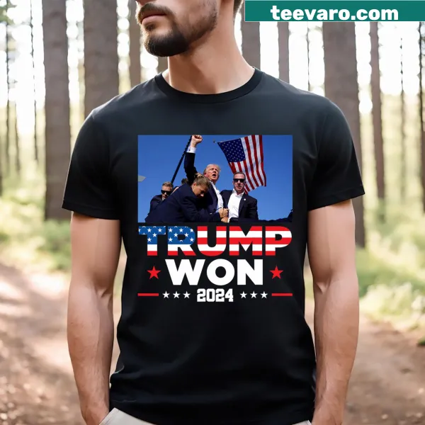 Text T-shirt with 'Trump Won 2024, Get Over It' message