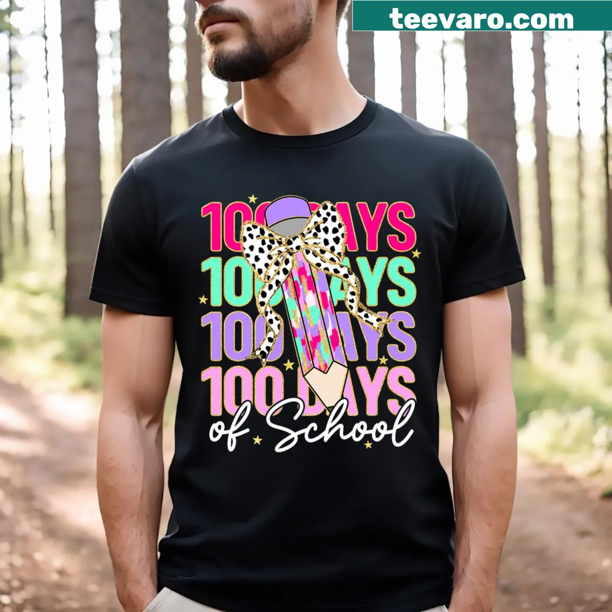 T-shirt celebrating the 100th day of school for teachers and students — on a men's t-shirt