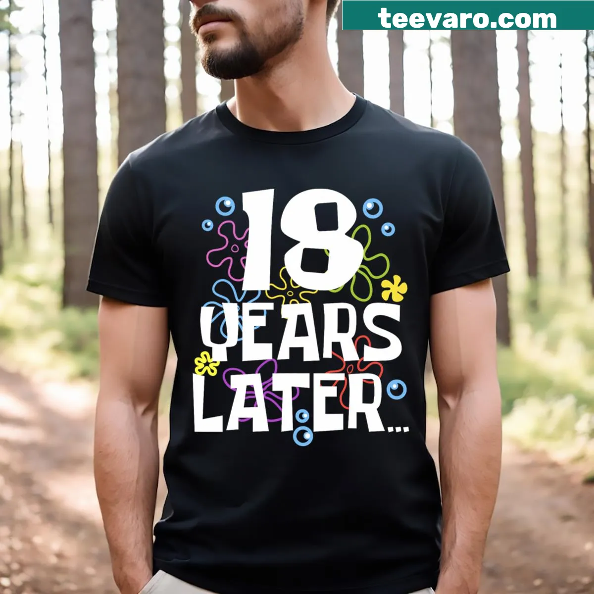 Fun graphic celebrating the 18th birthday — on a men's t-shirt
