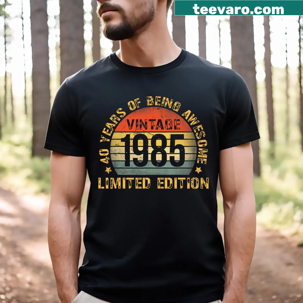 Vintage distressed T-shirt with humorous design for 40th birthday — on a men's t-shirt