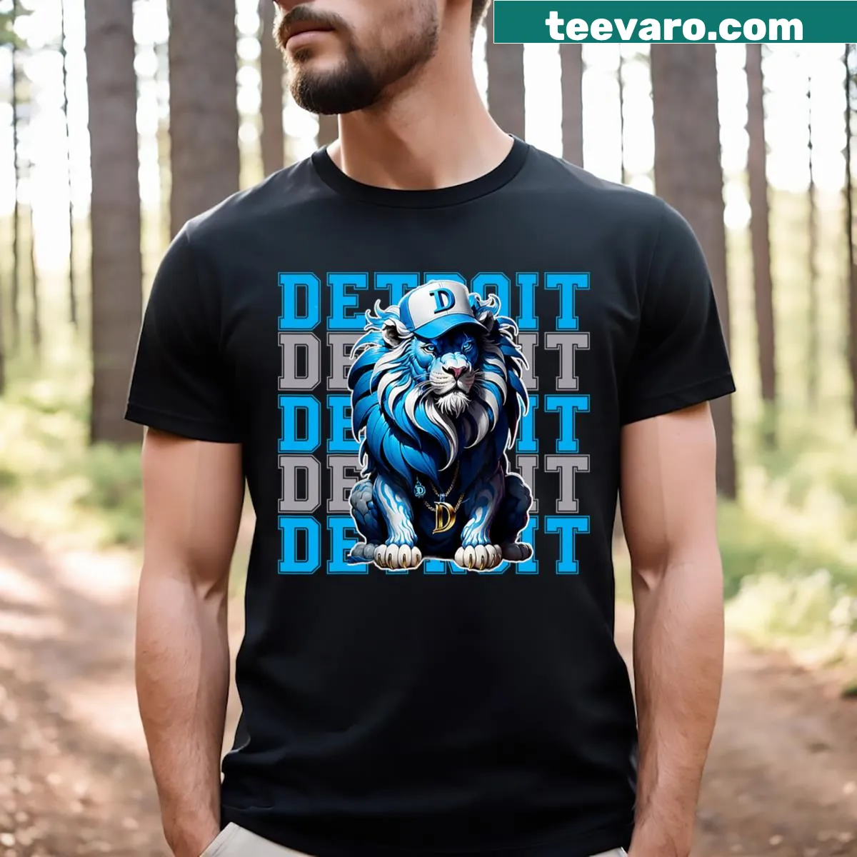 Retro lion graphic T-shirt for lion lovers — on a men's t-shirt
