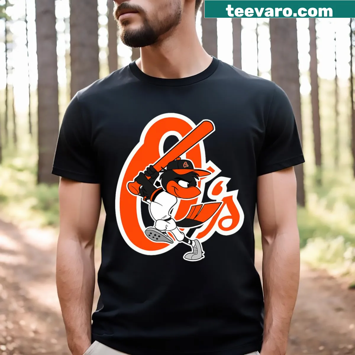 Fun Baltimore-themed illustration t-shirt for men and kids — on a men's t-shirt