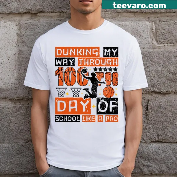Basketball dunking graphic T-shirt for school celebration