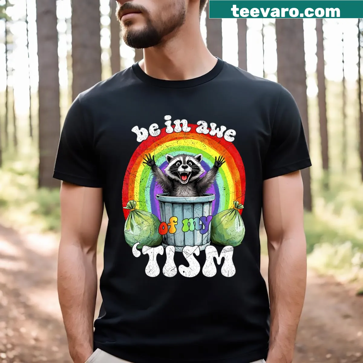Funny cartoon raccoon design on a humorous men's t-shirt — on a men's t-shirt