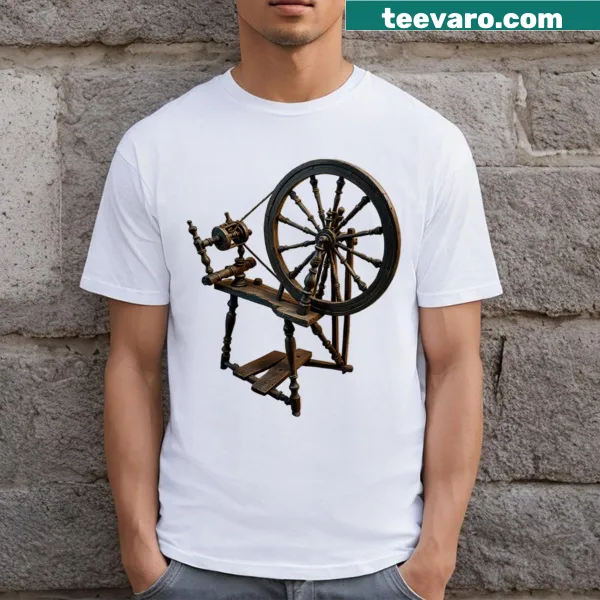 Illustrated Kromski Symphony spinning wheel t-shirt for crafting enthusiasts