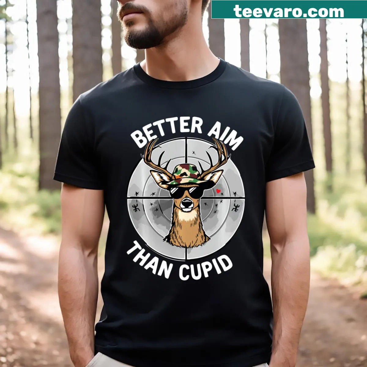 Funny hunting-themed Valentine's Day t-shirt with clever text — on a men's t-shirt