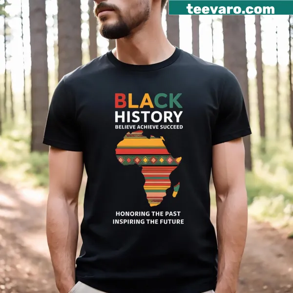 T-shirt with inspiring text 'Honoring Past, Inspiring Future' for Black History Month