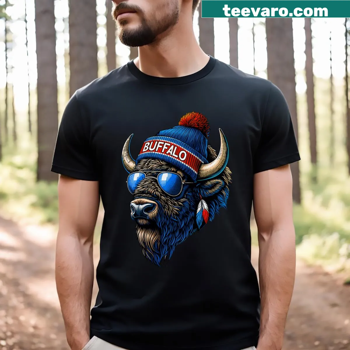 T-shirt featuring a charming buffalo design for kids — on a men's t-shirt