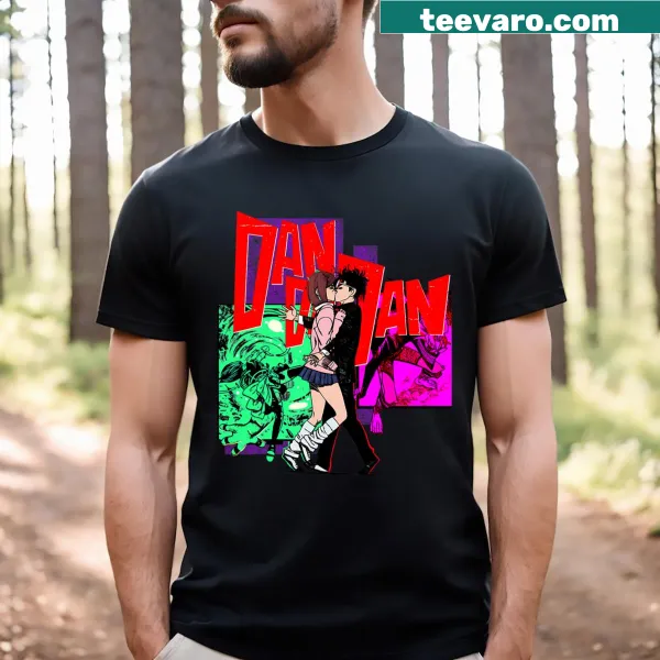 Dynamic Dandadan manga illustrations on a t-shirt for men