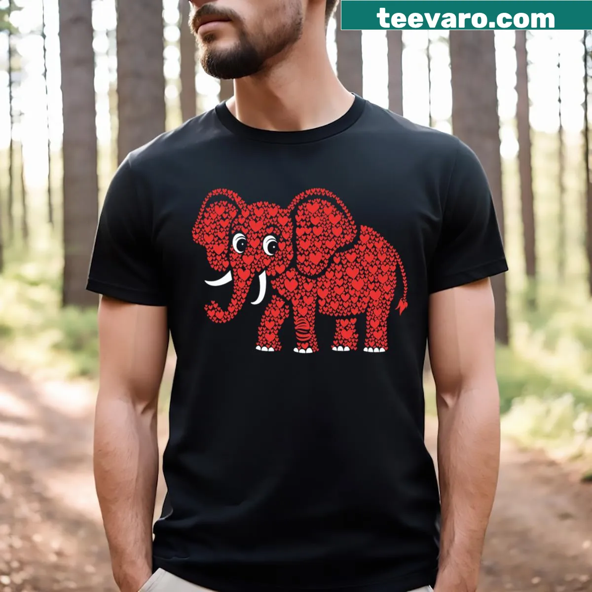Charming elephant graphic with hearts on a T-shirt — on a men's t-shirt