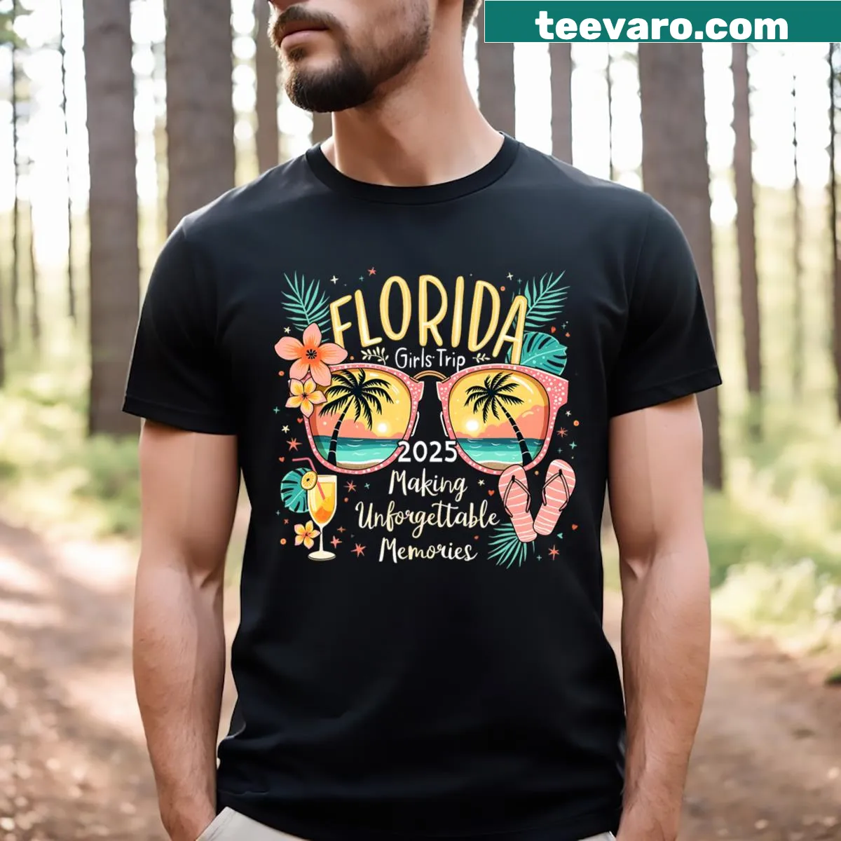 Graphic t-shirt featuring a beach vibes design for vacationers. — on a men's t-shirt