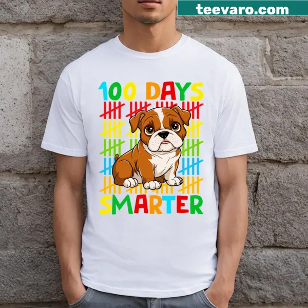 Dog-themed t-shirt with humorous text about the 100th day of school