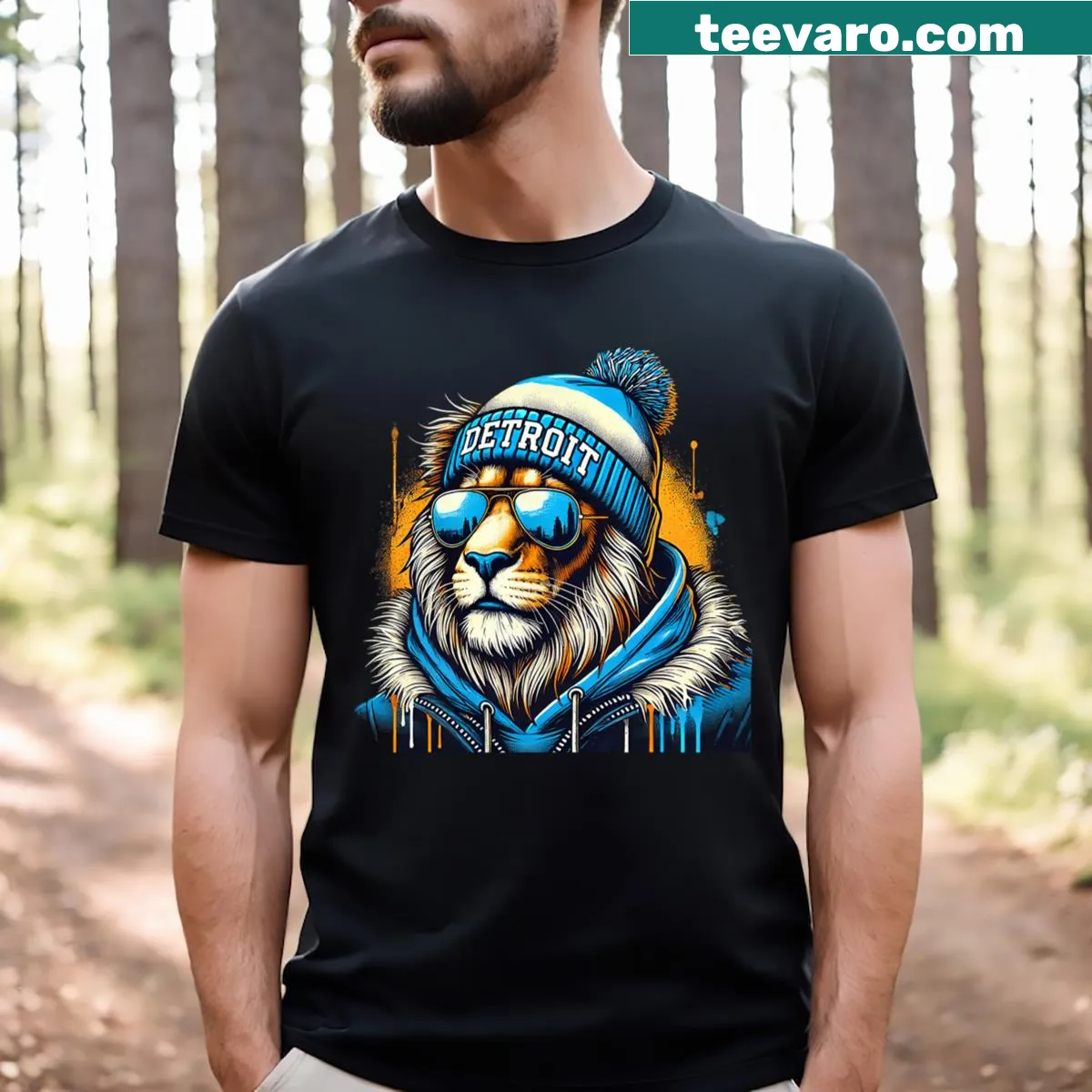 Retro-inspired Funny Lion T-shirt with humorous design — on a men's t-shirt