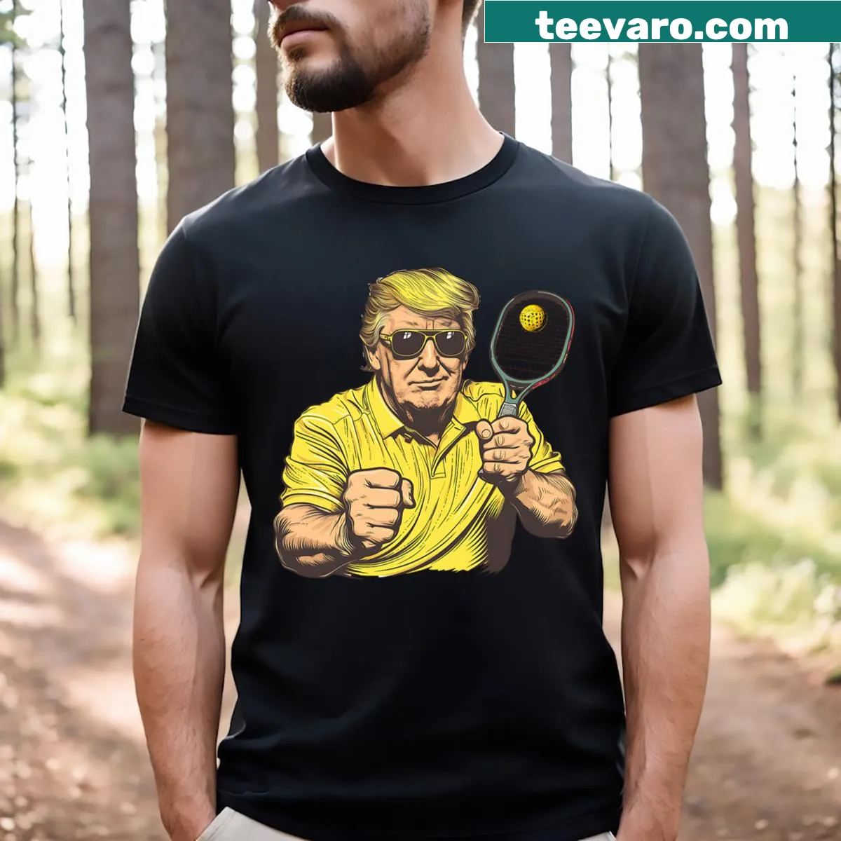 Graphic tee celebrating pickleball with a humorous design — on a men's t-shirt