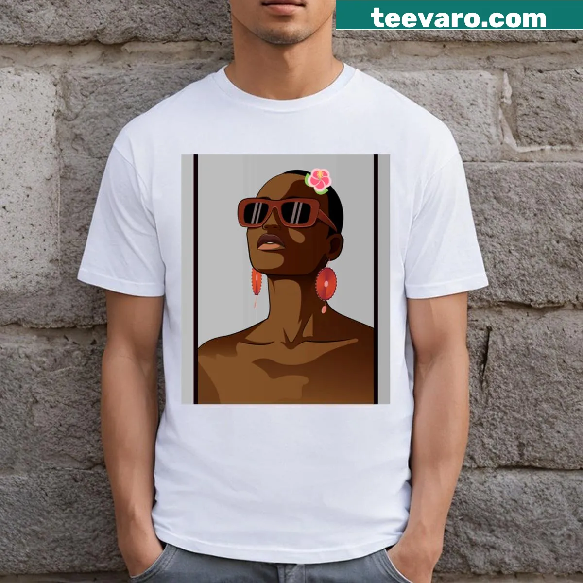 Minimalist T-shirt with abstract design of a Glass Woman — on a men's t-shirt