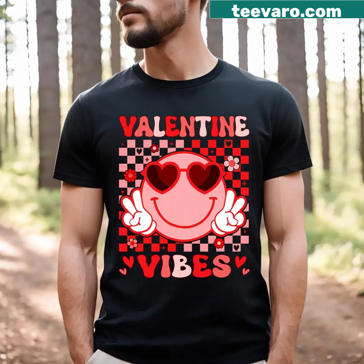 Cute Valentine's Day T-shirt for girls with groovy design — on a men's t-shirt