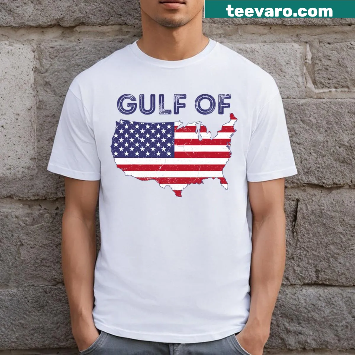 Graphic map of the Gulf of United States on T-shirt — on a men's t-shirt