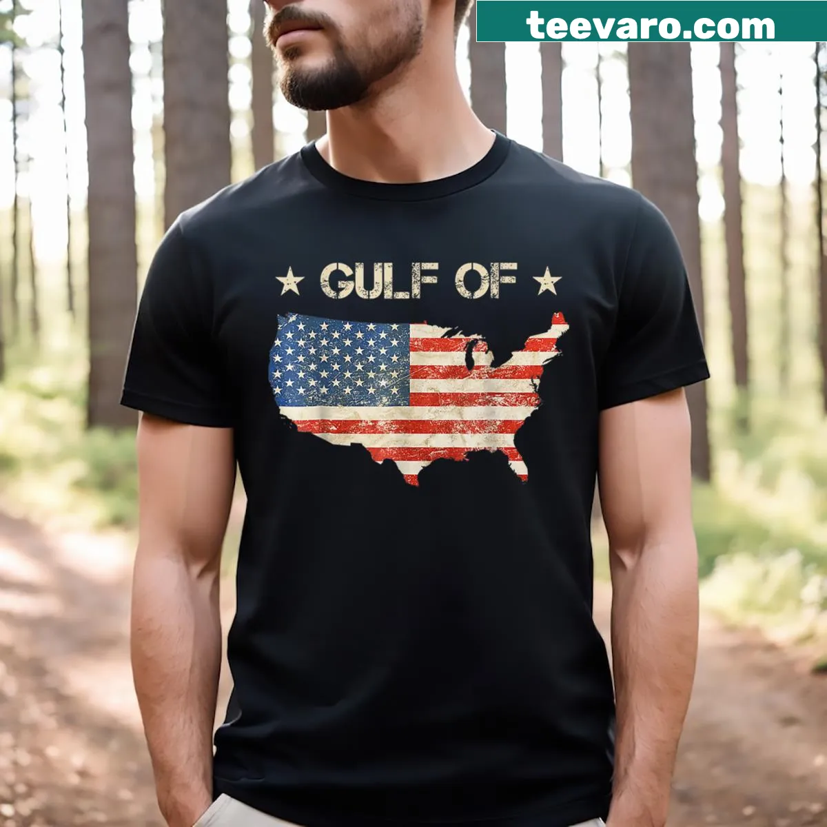 Funny USA flag graphic t-shirt for a casual look — on a men's t-shirt