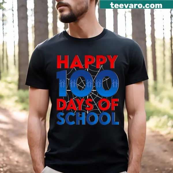 Happy 100 Days of School graphic on kids' T-shirt