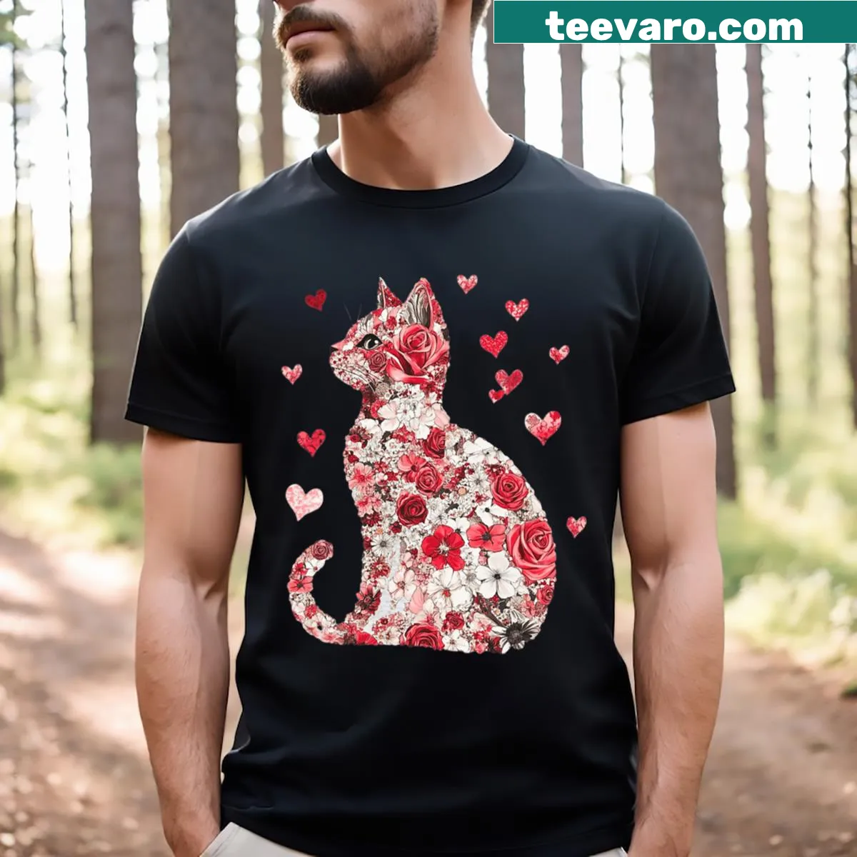 Charming cat-themed T-shirt for girls celebrating Meowentine's Day — on a men's t-shirt