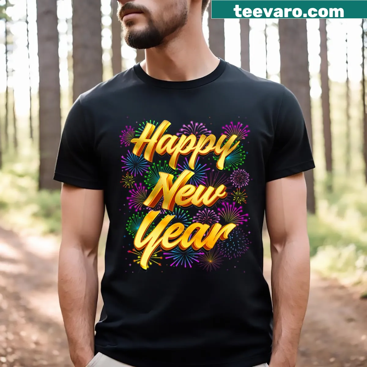 Matching New Year family T-shirt for men and kids — on a men's t-shirt