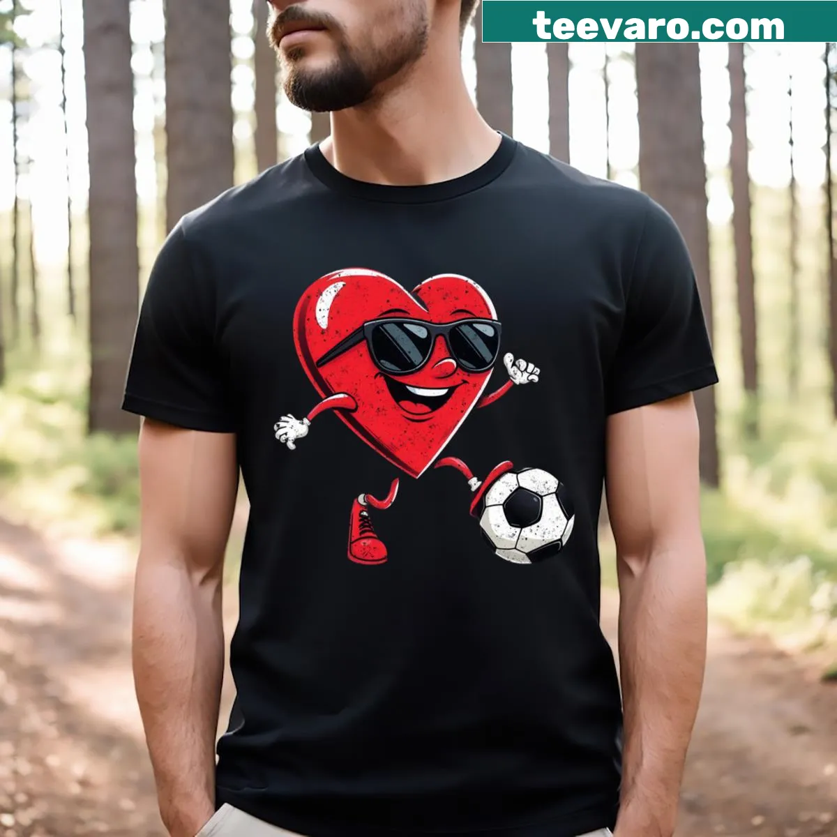Cute heart soccer illustration on a Valentine's Day T-shirt. — on a men's t-shirt