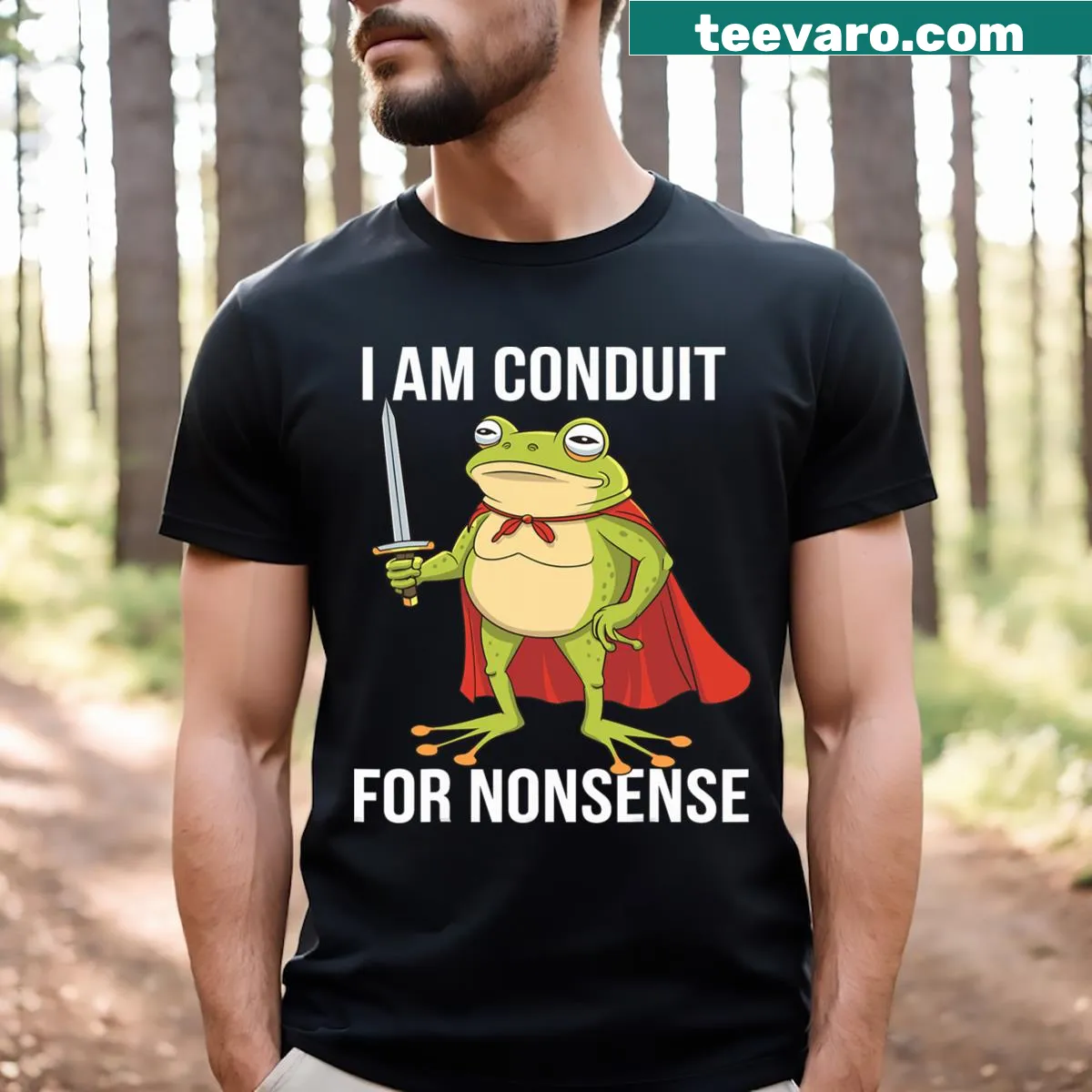 Funny cartoon frog graphic on a lighthearted men's t-shirt — on a men's t-shirt