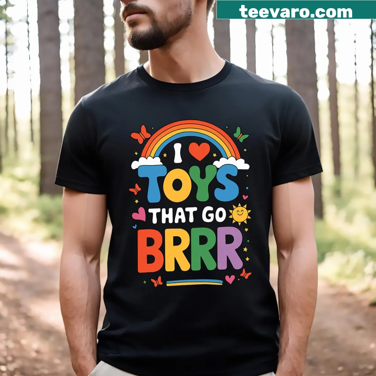 Funny text about toys that go brrr on a humorous T-shirt — on a men's t-shirt