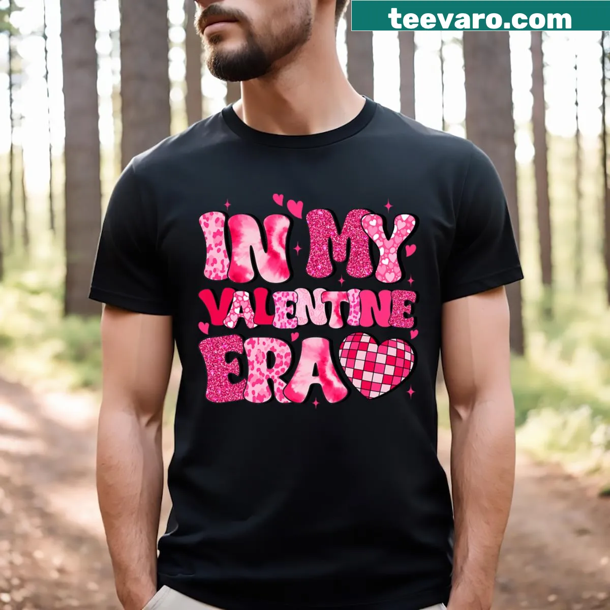 Cute Valentine's Day hearts and text design — on a men's t-shirt