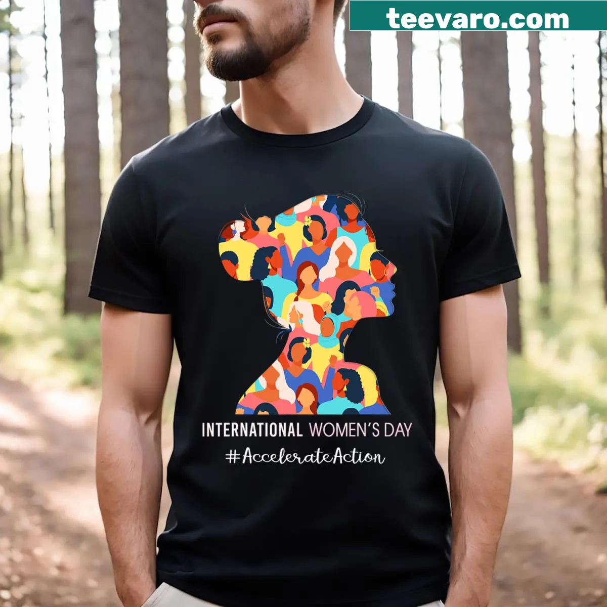 Bold typographic message supporting action on a T-shirt — on a men's t-shirt