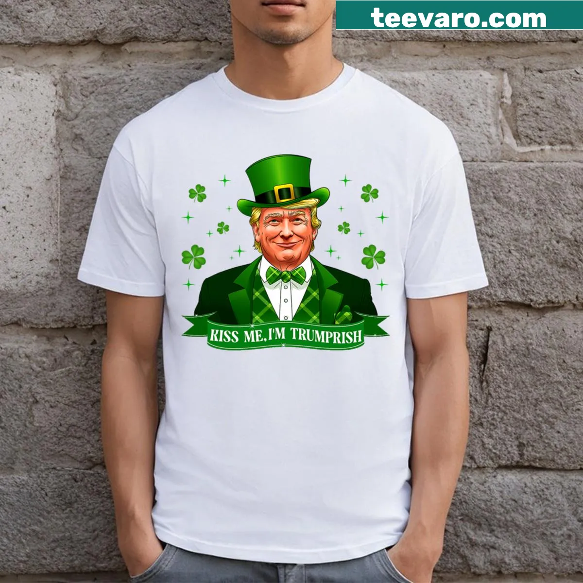Humorous St. Patrick's Day design featuring a pun on a T-shirt — on a men's t-shirt