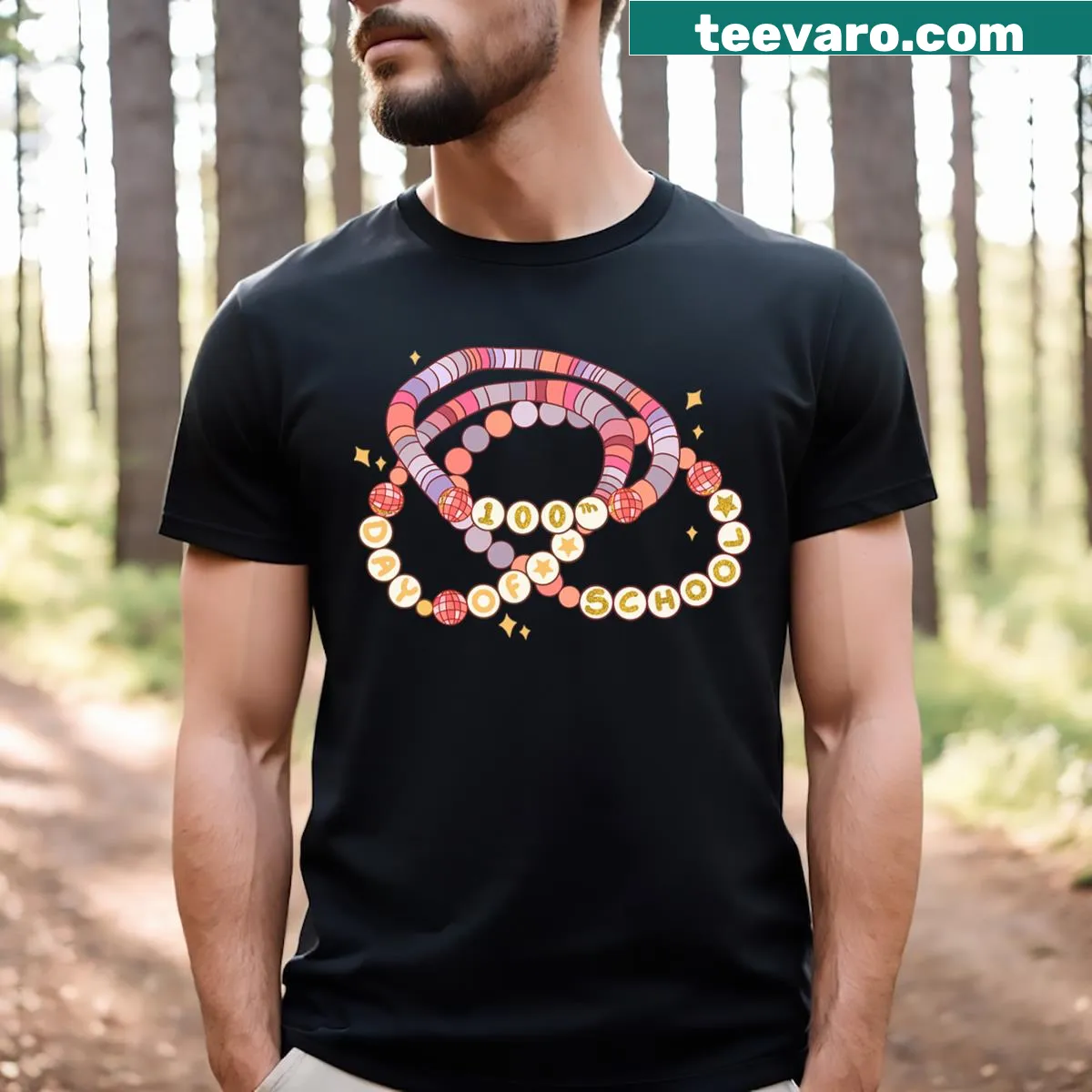 Cute friendship bracelet graphic on girls' 100 days of school T-shirt — on a men's t-shirt
