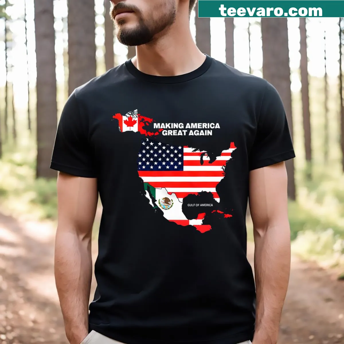 Stylized Gulf of United States graphic on a t-shirt. — on a men's t-shirt
