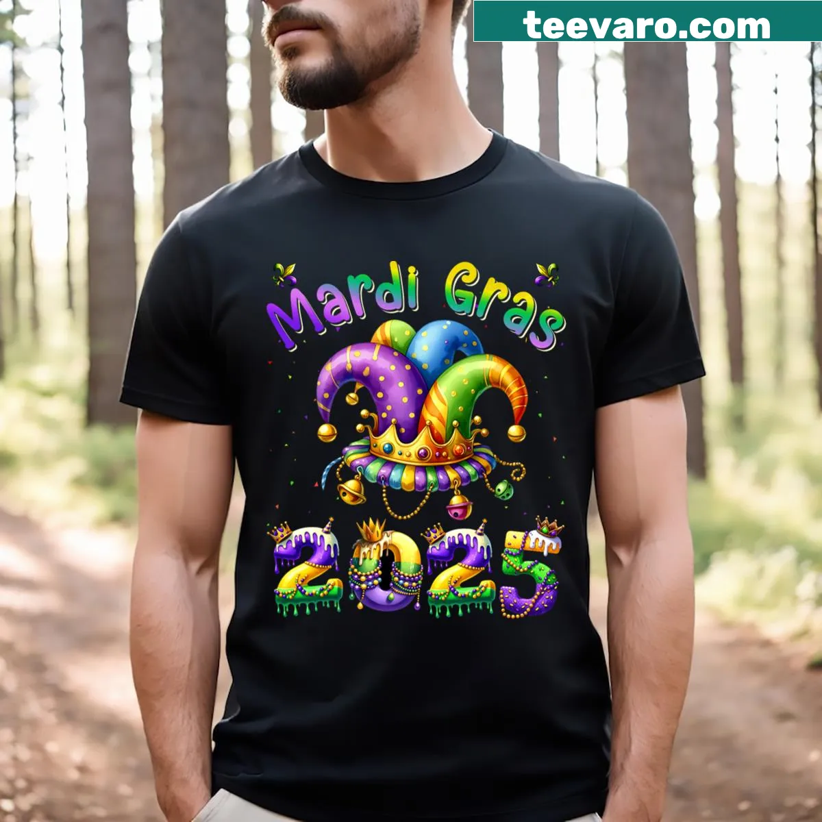 Mardi Gras jester graphic on a t-shirt. — on a men's t-shirt