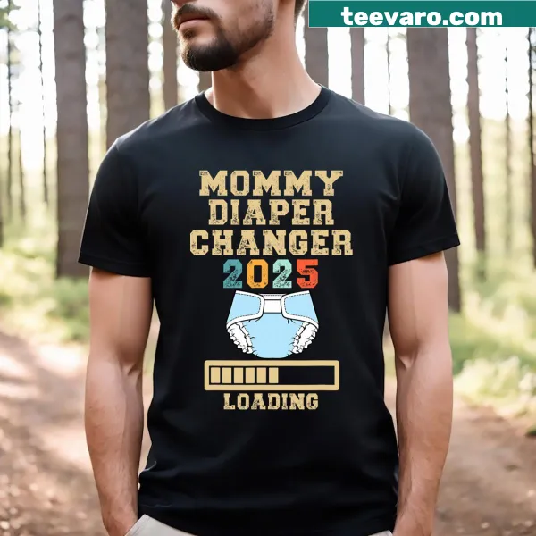Funny pregnancy tee with loading graphic for diaper changing