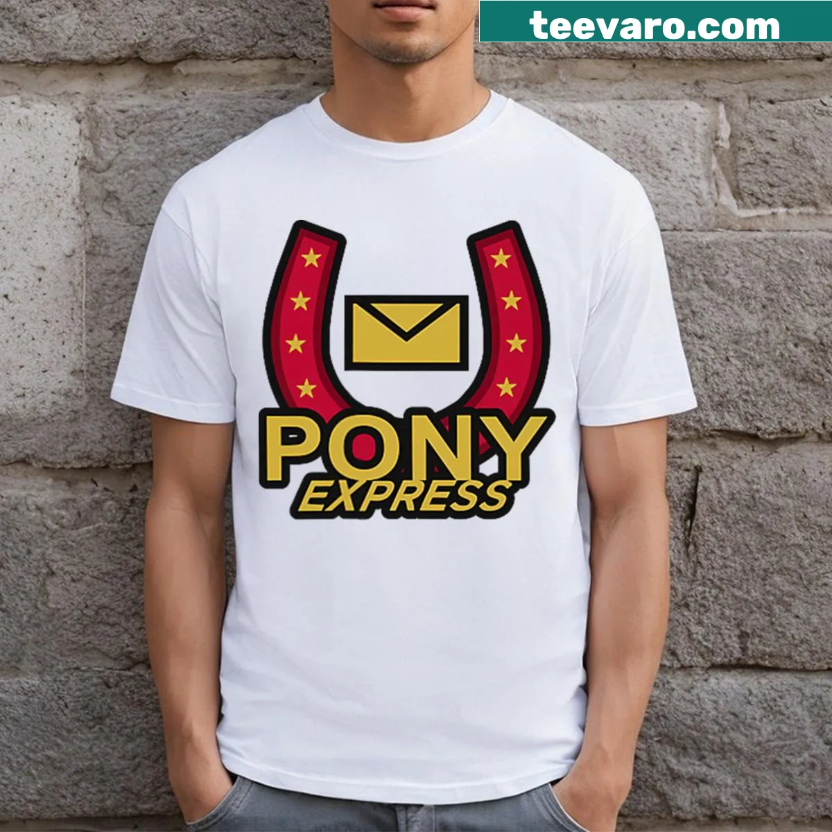 Horror-themed T-shirt with a pony eye graphic — on a men's t-shirt